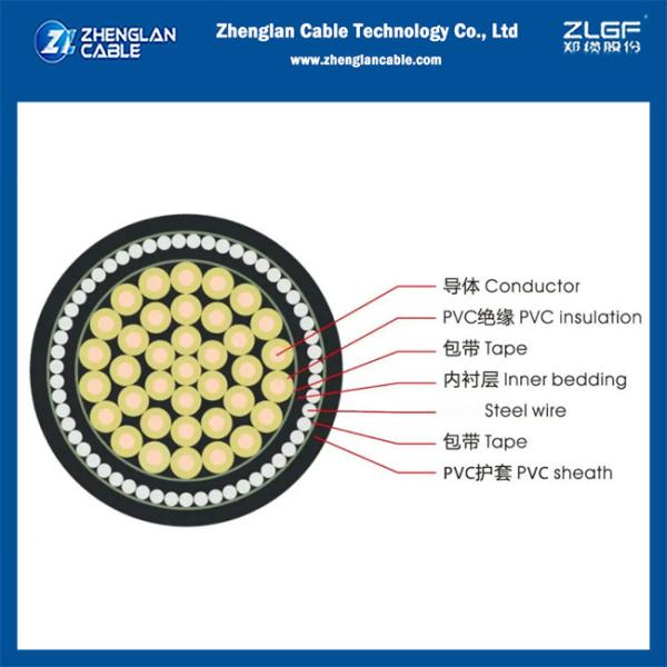 Flame Retardant Copper Wire Braid Screened Control Cable 450/750V Cu/Cwb/Pvc 24x2.5mm2 IEC60227