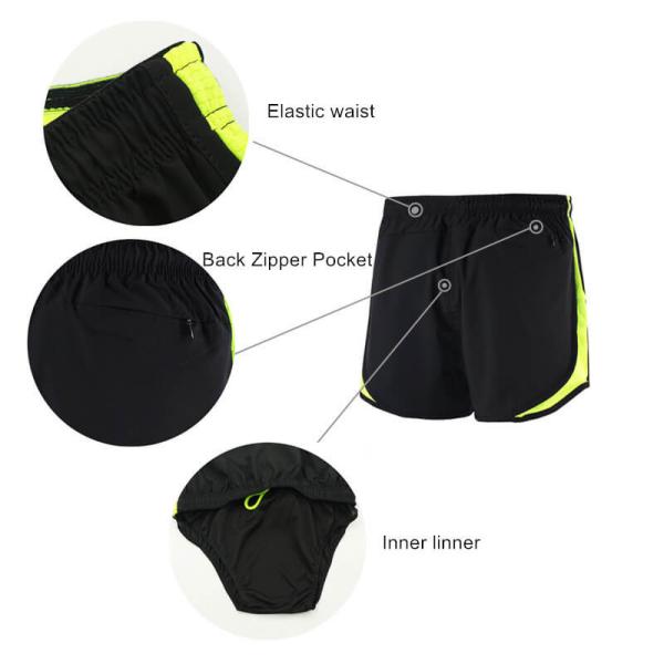 2 In 1 Boy Mens Running Shorts Black Color Personalised Polyester Material Various Size