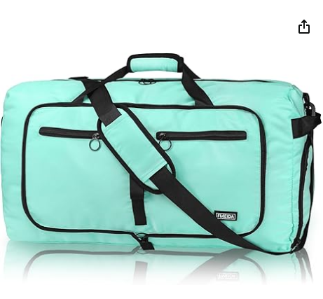 Fmeida 65L Duffle Bag with Shoes Compartment, Foldable Travel Duffel Bags for Men Women, Large Packable Travel Bag Water Repellent & Tear Resistant