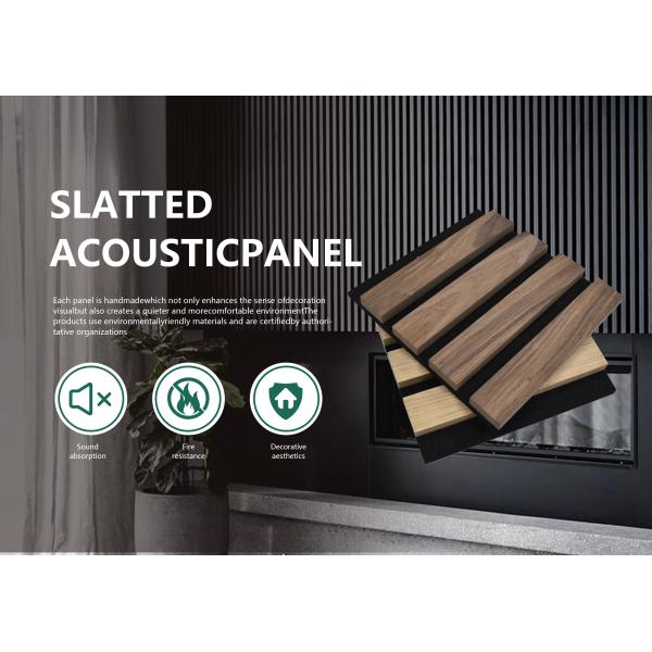 Fr MDF Slatted Timber Acoustic Panels for Wall and Ceiling Decoration 12mm Thickness