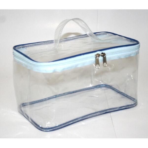 Clear Transparent Makeup Bag , Waterproof Cosmetic Travel Bag With Handle