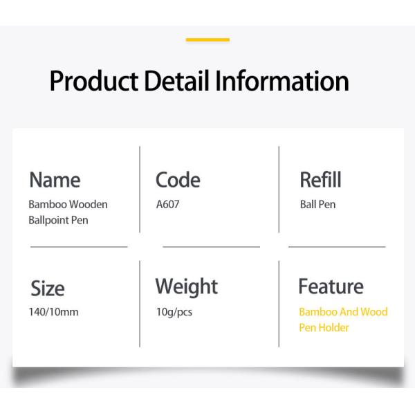 Environmental Multi Color Press Type Bamboo Ball Pen Printing Logo Click Ballpoint Pen