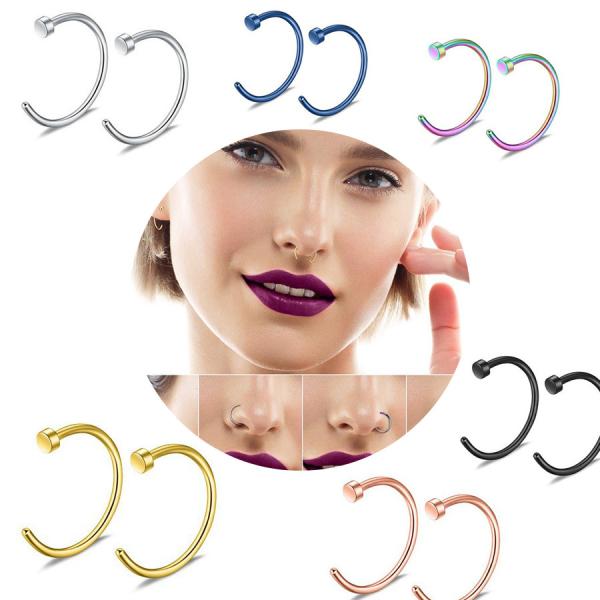 Stainless Steel C-Shaped European-Style Lip Stud Earrings With Vacuum Coating Polished Finish