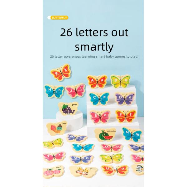 Children's Wooden butterfly Letter Puzzle Children's Puzzle Wooden Toys