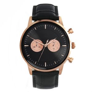 Cheap Custom Stainless Steel Chronograph Watch 40x11mm Crocodile Leather Watch wholesale