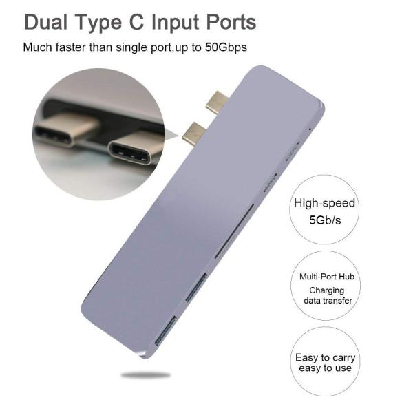 USB Type-C HUB Adapter, 7-in-1 Multi Port Dongle for 2016 and Later MacBook Pro 13” and 15” with 4K , Thunderbolt 3