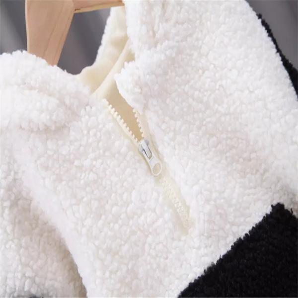 Autumn Winter Children'S Outfit Sets Lamb Cashmere Panda Hooded 2 Piece White Pantsuit