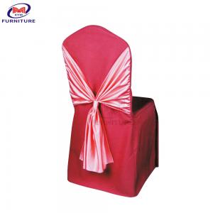 Cheap Hotel Outdoor Smooth Chair Covers And Sashes Polyester / Cotton Red With Bow wholesale