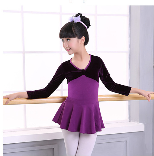 Girl Long Sleeve Cotton Leotard Ballet Dance Female Ballet Gymnastics Dancewear