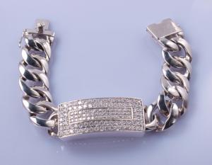 Cheap 75g Long Distance Relationship Gifts Bracelets 18cm 12mm Cuban Link Bracelet Silver wholesale