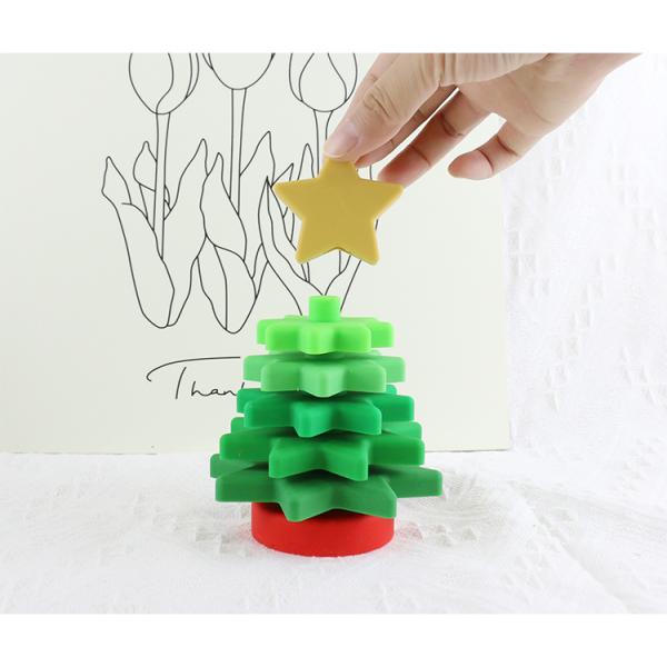 Babe Soft Silicone Stacking Rings Blocks With Christmas Tree Shape