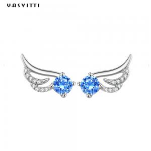 China Simple Angel Wings  Blue Butterfly Cute Minimalist Trend Jewelry Stud Earrings on sale