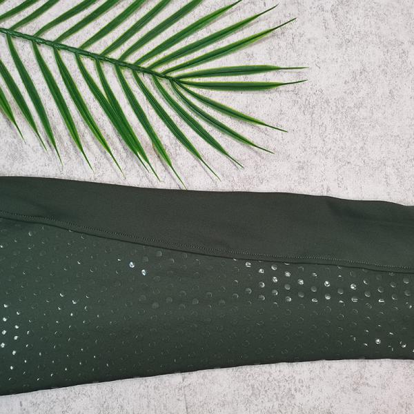 Green Printed Horse Riding Pants Nylon Full Seat Silicone Leggings With Phone Pocket