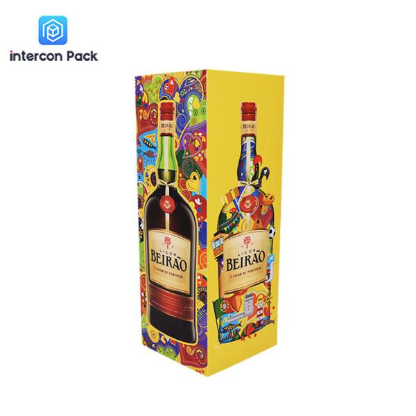 4.76x 4.76x16.65 Inch Single Wine Bottle Cardboard Box Matte PE Film CMYK Color