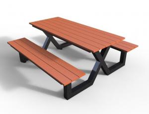 China Modern Outdoor Bench Table Set , Wood Metal Composite Picnic Tables And Benches on sale