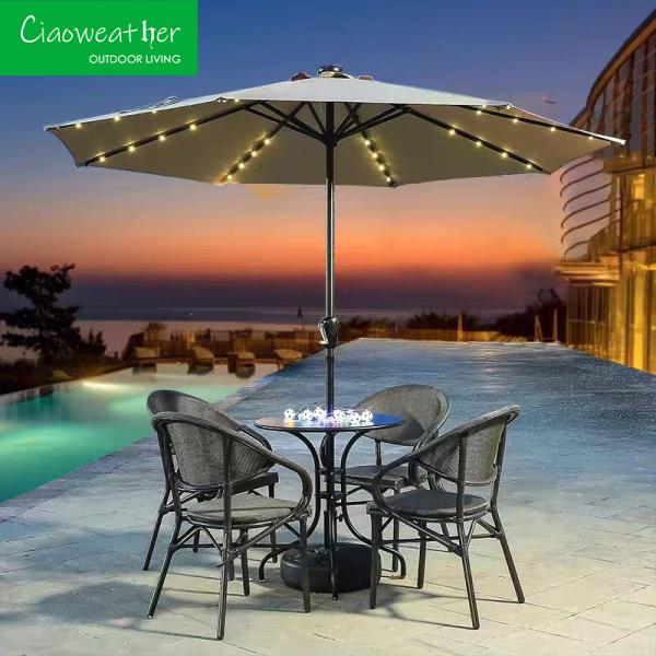 Aluminum Frame Middle Pole Beach Umbrella with Outdoor Foam Cushion and Water-Resistant Fabric