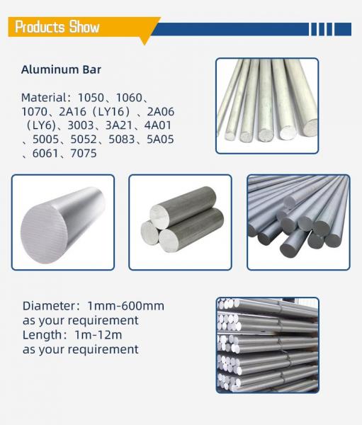 6063 5083 6082 Solid Aluminum Bars 1 Inch Diameter Aluminum Rod 3003 2017 2024 2014