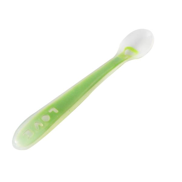 Quality Green BPA Free Silicone Baby Spoon Kit Custom Pattern Printing for sale