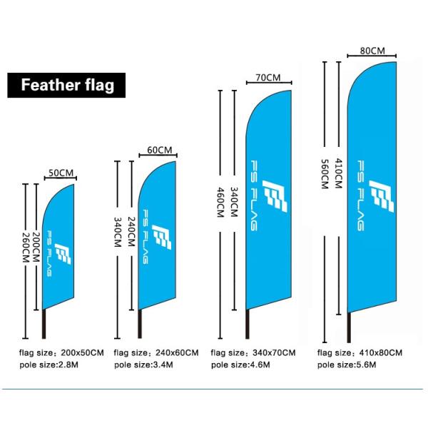 Seasonal 100% Polyester 12ft Custom Feather Flag Aluminium Fiberglass Pole