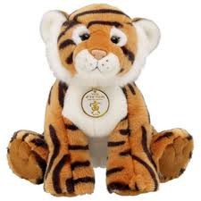 Cheap Customized Stuffed Animal Toys Brown Tiger With Badge Plush Toy wholesale