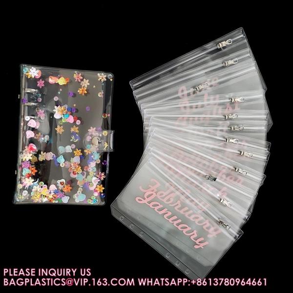 Reusable Cash Stuffing Binder Plan, Money Saving Binder Organizer Books Budget, purse, Metal slider bag zipper bag