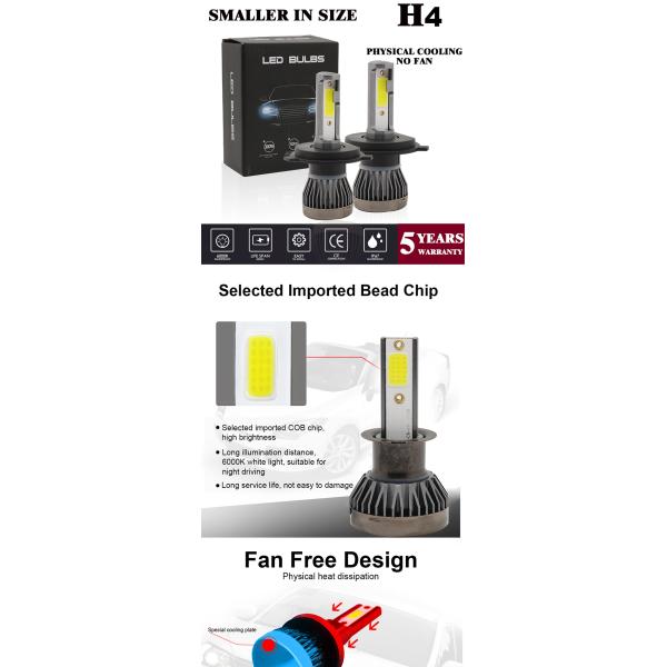 Mini Canbus COB H4 H7 H11 Car Headlight Bulb 9004 9005 Fog Light