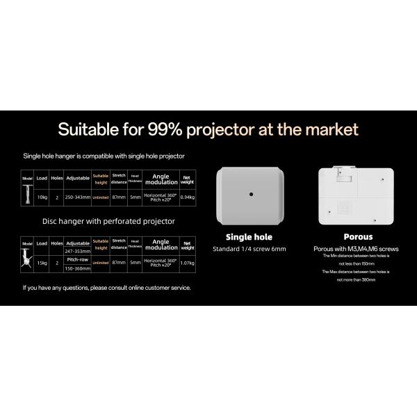 Lift Projector Ceiling Mount 15KG - 20KG Loading Weight Universal Projector Brackets