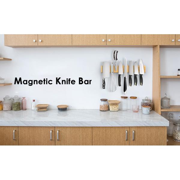 Oak Wood Magnetic Knife Holder Wall Mount Space-Saving Kitchen Accessory 680-995g