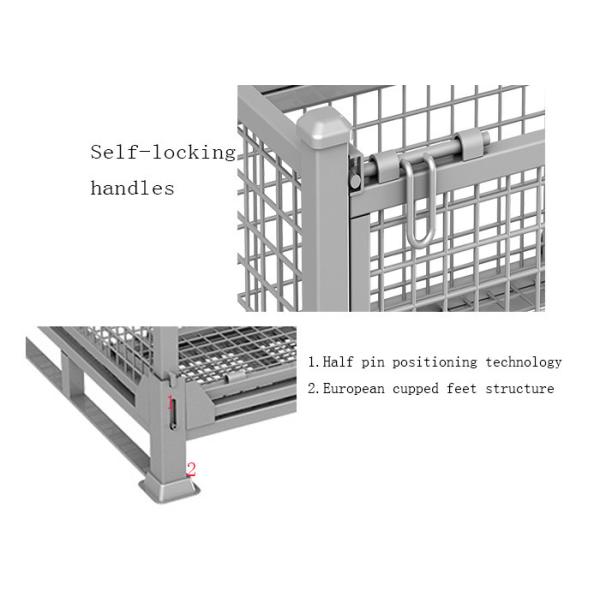 Foldable Wire Mesh Pallet Cage Stackable Stillage With 1500kg Load