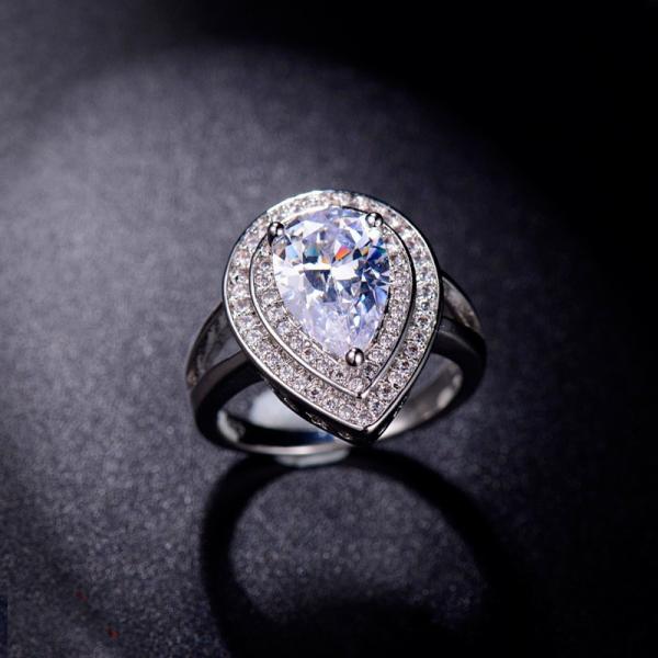 Fashion Women Ring 925 Sterling Silver Ring CZ White Stone bague anel bijoux Jewelry Accessories Vintage Rings