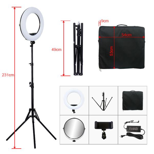 FD-480II 96W Dimmable 18 Inch LED Ring Light with Optional Accessories for Beauty Salon Permanent Makeup Studio