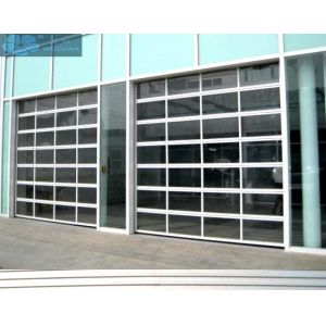 China Electric Sectional Overhead Folding 5mm Glass Panel Garage Door on sale
