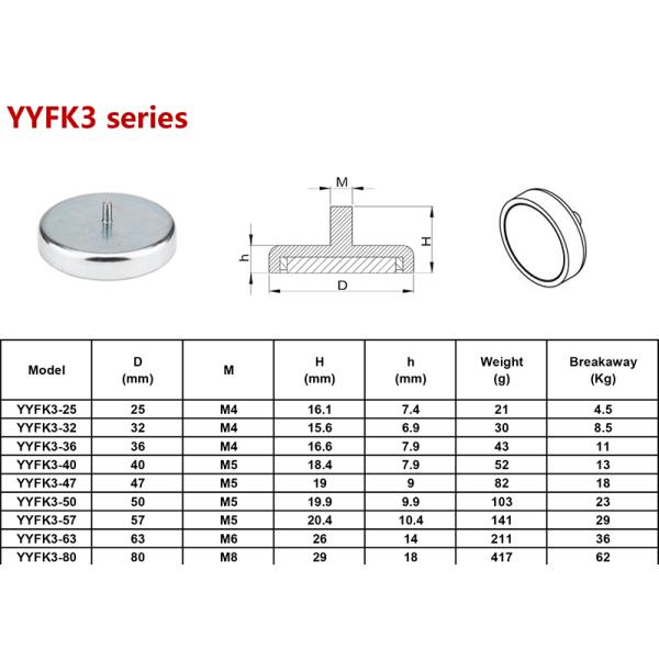 Zinc Coating D10mm Neodymium Pot Magnet With Screwed Bush