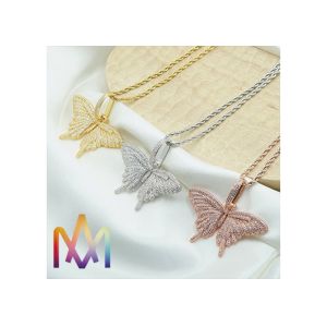 27g Fadeless Butterfly Pendant Cubic Zirconia Necklace