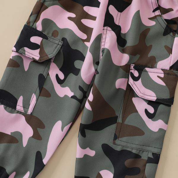 Children'S Outfit Sets Round Neck Letter Printing Top Camouflage Trousers Two Piece