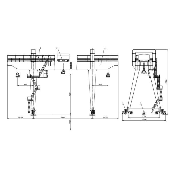 Industrial Shore EOT Double Girder Gantry Crane With Grab Bucket