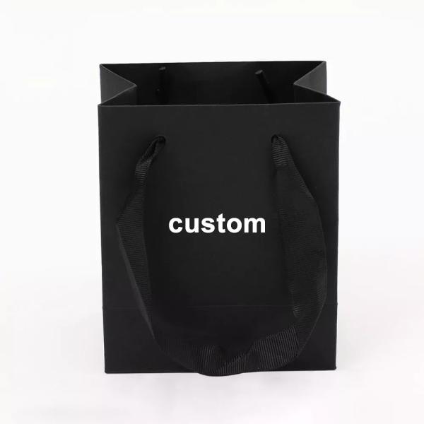 Waterproof Oilproof Clothing Paper Bags Supermarket Black Paper Shopping Bags