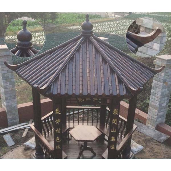 Pinus Sylvestris Chinese Wood Gazebo 2.6m Carbonating Backyard Wooden Gazebo