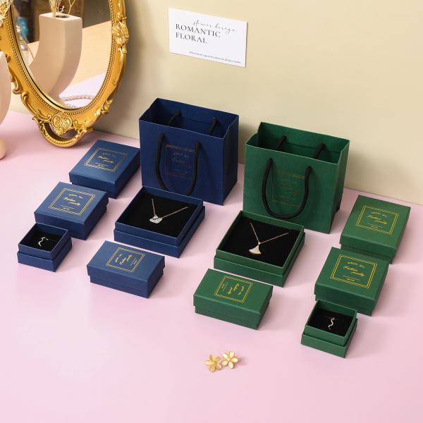 Luxury Teal Jewelry Box Set Necklace Earring Ring Gift Packaging With Gold Accents