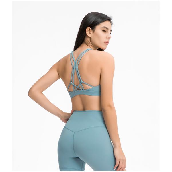 Shockproof Womens Sports Bra Gathered Moisture Wicking Without Steel Ring