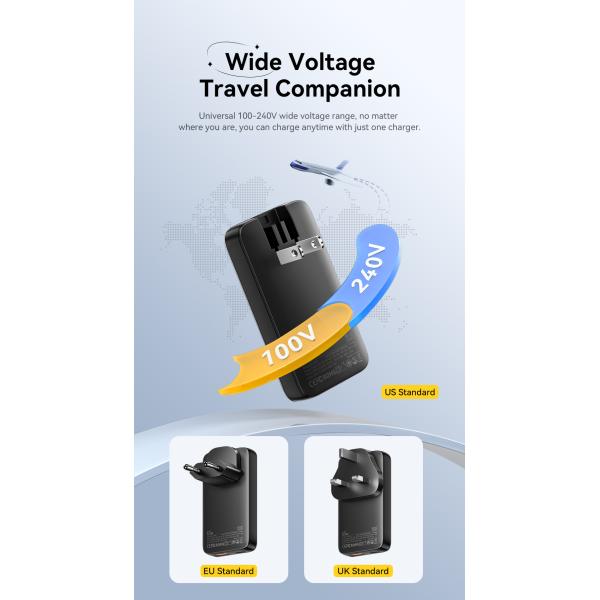 ESSAGER ES-CD46 Series 65W 2 Ports GaN Wall Charger Super Fast Charger