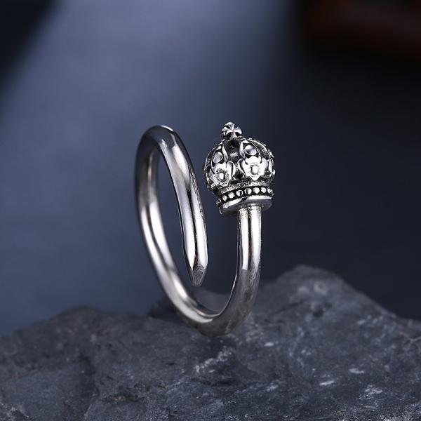 1.39g 17.3mm Crown Shaped Engagement Ring Hypoallergenic Cluster Real Silver Rings