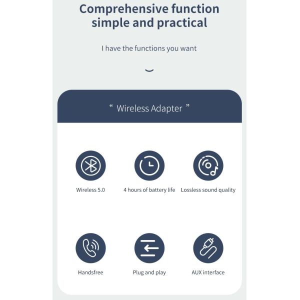 RoHS 2.4GHz Bluetooth Car Kit Aux 0.37OZ Lightweight Bluetooth To Aux Adapter