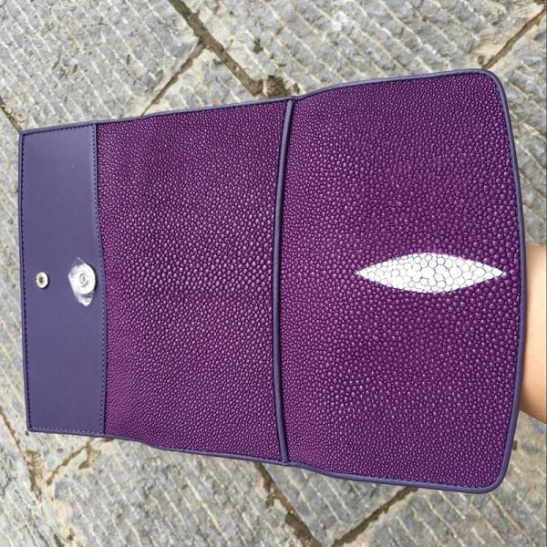 Authentic Stingray Skin Lady Long Trifold Card Wallet Genuine Leather Women's Large Phone Clutch Purse Female Money Bag