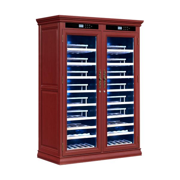 Lockable Dual Glass Doors Solid Wood Kitchen Wine Cooler Cabinet
