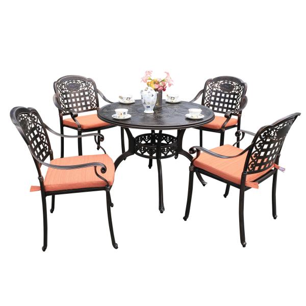 4 Seater Cast Aluminum Patio Furniture Unfolded All Weather Aluminium Garden Furniture
