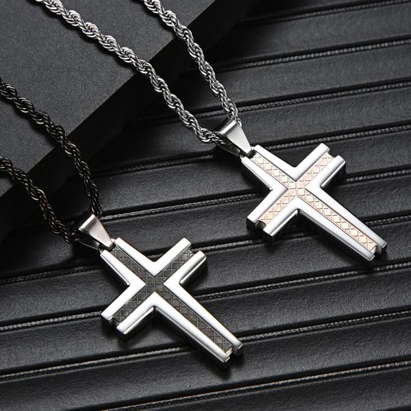 Special Design Cross Pendant Necklace for Men's Stainless Steel Christian Jewelry