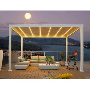 China Outdoor Waterproof Aluminum Electric Retractable Folding Blinds Pergola Awning on sale