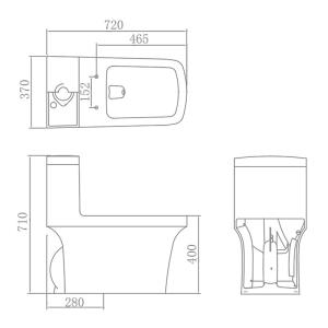 Soft Closed single piece water closet Ceramic Siphonic Flushing