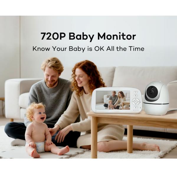 HD Baby Monitor BM5G08L with 1280x720P Resolution Lullabies X5 and 5 Inch Screen for Infant Monitoring